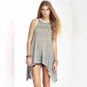 Free People We The Free Sharkbite Hem Tunic Tank Top Gray Teal Green Size M